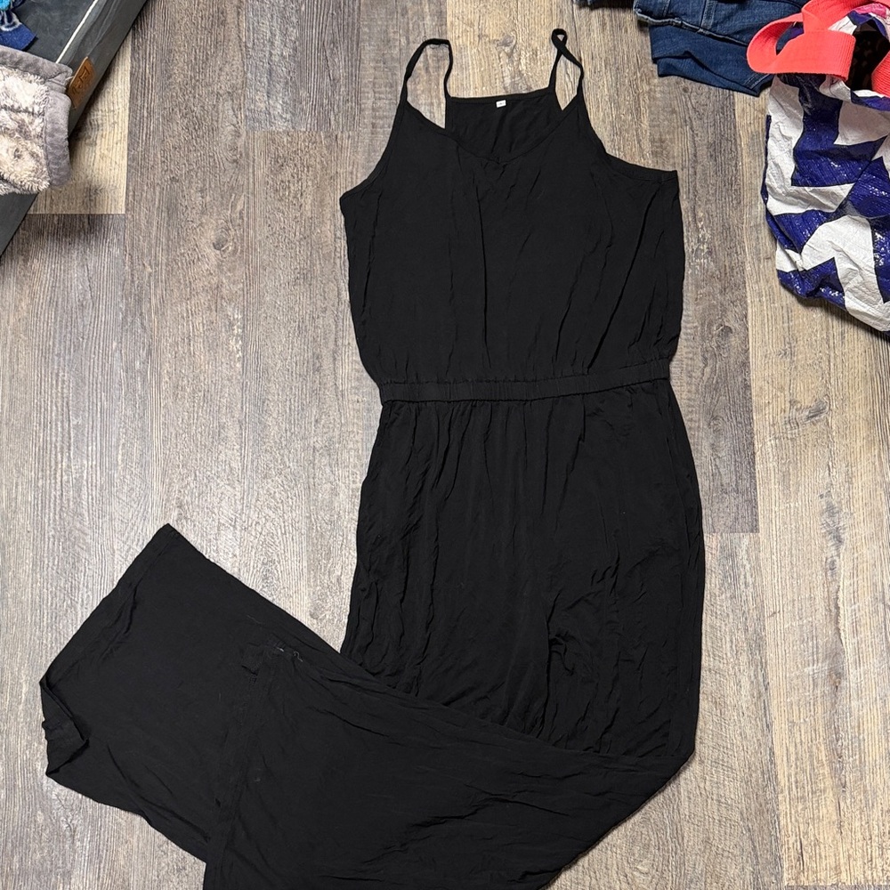 Black Sleeveless Jumpsuit with Elastic Waist